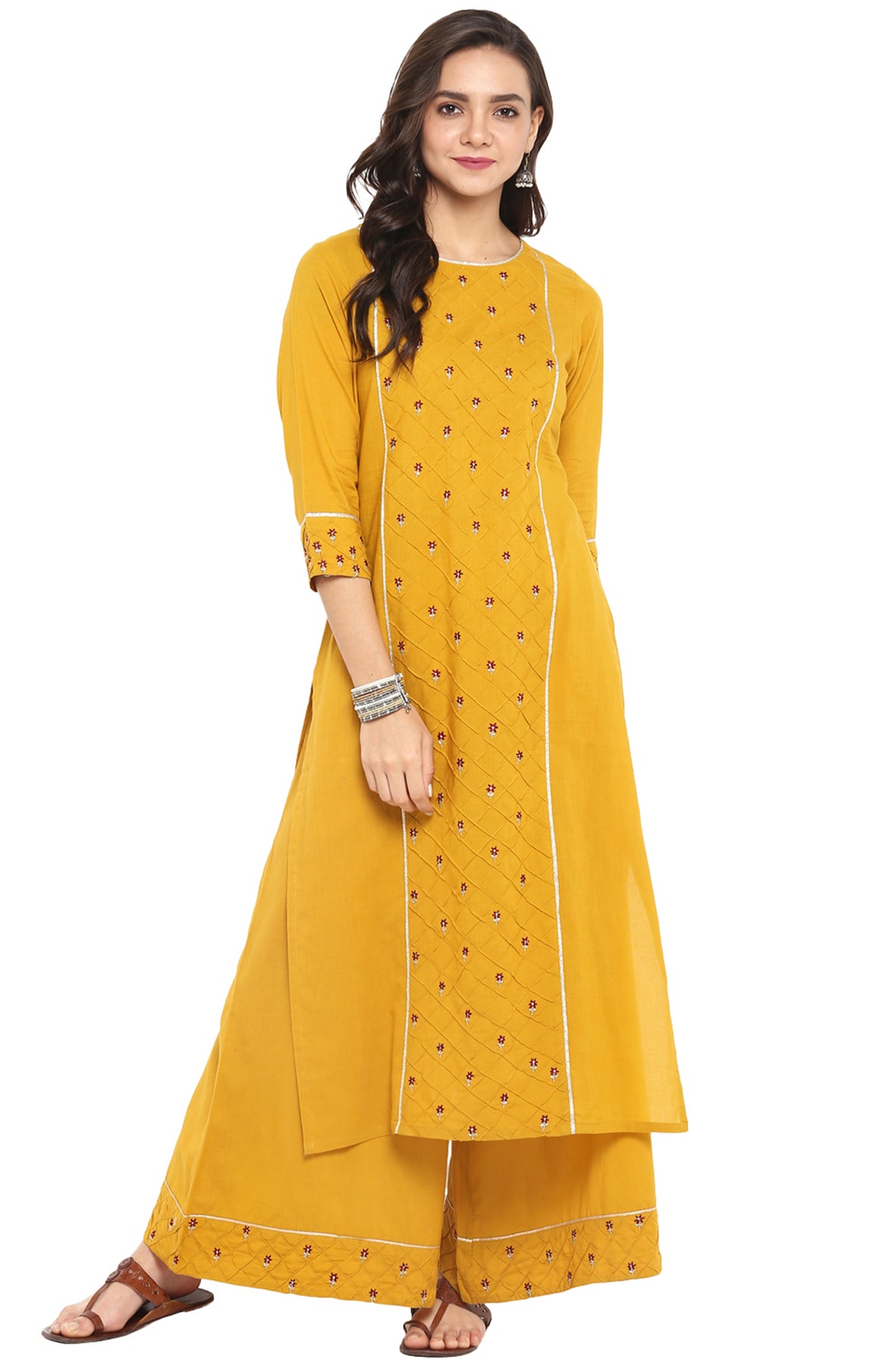 Designer Party Wear Cotton Kurti With Plazzo / Readymade Punjabi Suit / Kurti  Plazo For Women | Shopee Malaysia